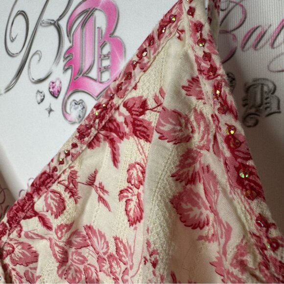 Addition Elle tank top sparkly embroidered beads floral flowers red cream cute - Picture 4 of 13